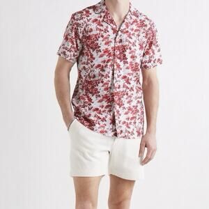 ORLEBAR BROWN Travis Camp Collar Floral Print Woven Shirt Size XL